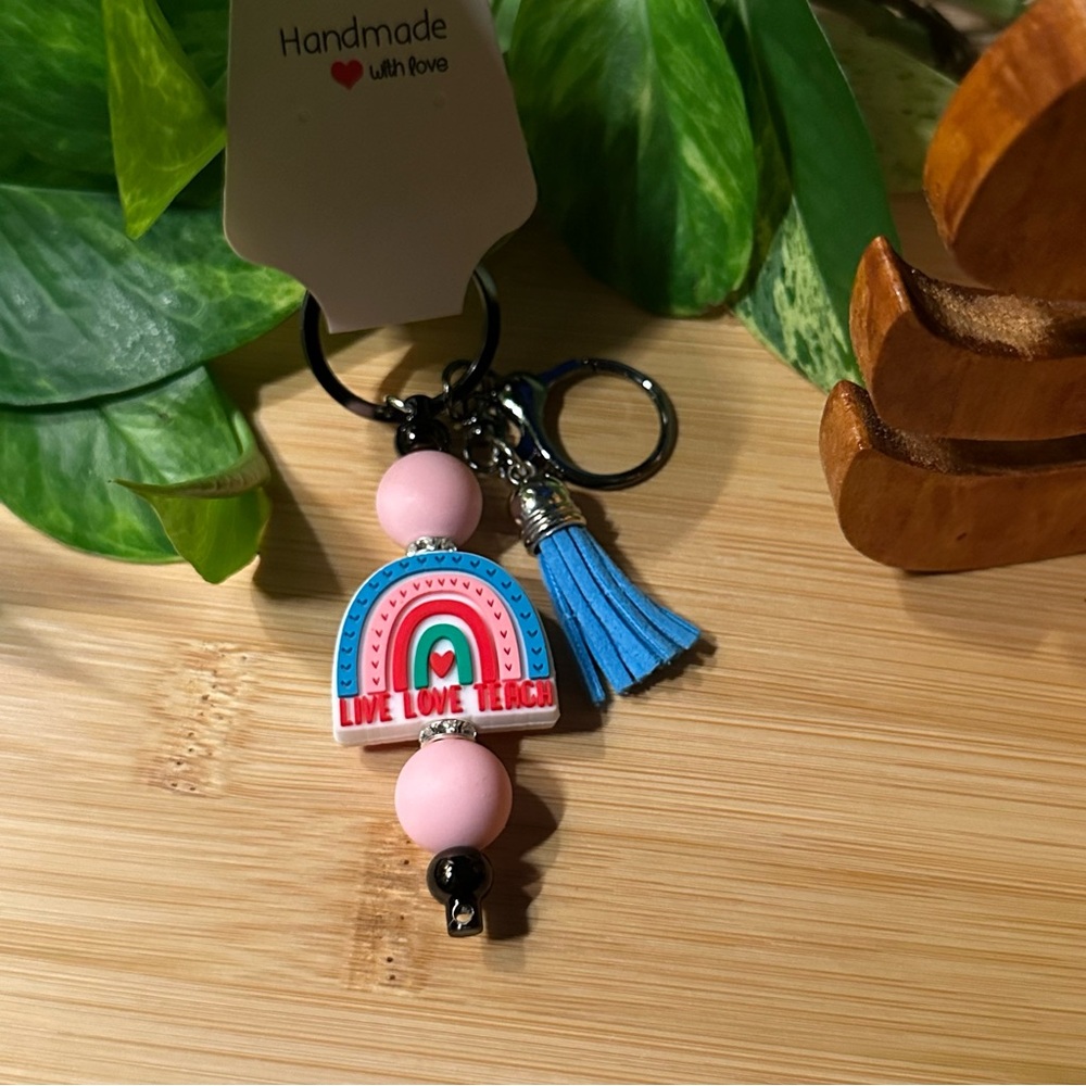 Teacher Keychain ✏️ Handmade Silicone Beads |‎ Cute School Theme Gift